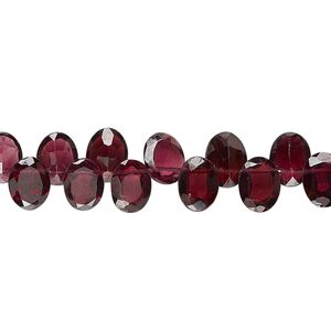 Rhodolite garnet 1pkg1, hand-cut top-drilled faceted domed oval bead 4 inch 8x6mm