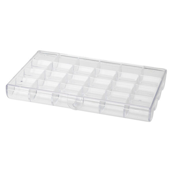 Organizer, plastic, clear, 7x1x5-inch rectangle with 24 compartments. Sold individually. image number 1