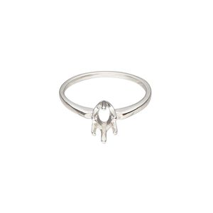 Ring, Sure-Set™, sterling silver, 8x4mm 6-prong marquise basket setting, size 6.5. Sold individually.