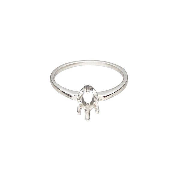 Ring, Sure-Set™, sterling silver, 8x4mm 6-prong marquise basket setting, size 6.5. Sold individually. image number 0