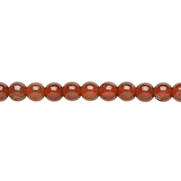 Bead, spessartite garnet (natural), 5-6mm round with 0.5-1.5mm hole, B+ grade, Mohs hardness 7 to 7-1/2. Sold per 15" to 16" strand. image number 0