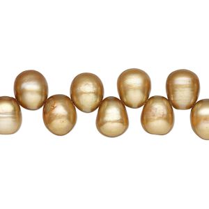 Pearl, cultured freshwater pearl (dyed), brown, 8x6mm-9x7mm top-drilled teardrop , D grade, Mohs hardness 2-1/2 to 4. Sold per 15" strand, approximately 75 beads.