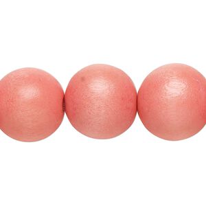 Bead, Taiwanese cheesewood (dyed / waxed), orange, 15-16mm round. Sold per 15-1/2" to 16" strand.