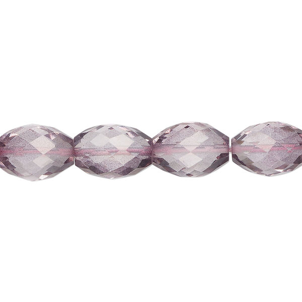 Quartz crystal 1pkg10, hand-cut faceted oval bead B grade, 11x8mm image number 0