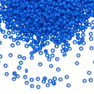 Seed bead, Miyuki, glass, pkg/25g, #11 rocaille, opaque matte cyan blue, (RR-417F).
