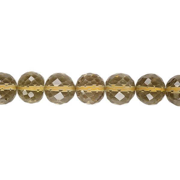 Lemon smoky quartz 1pkg1, hand-cut faceted round bead 8 inch 7-8mm image number 0