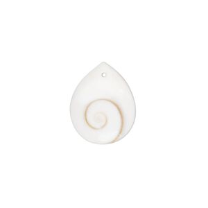 Drop, tapestry turban shell (assembled), white, 18x14mm teardrop. Sold individually.