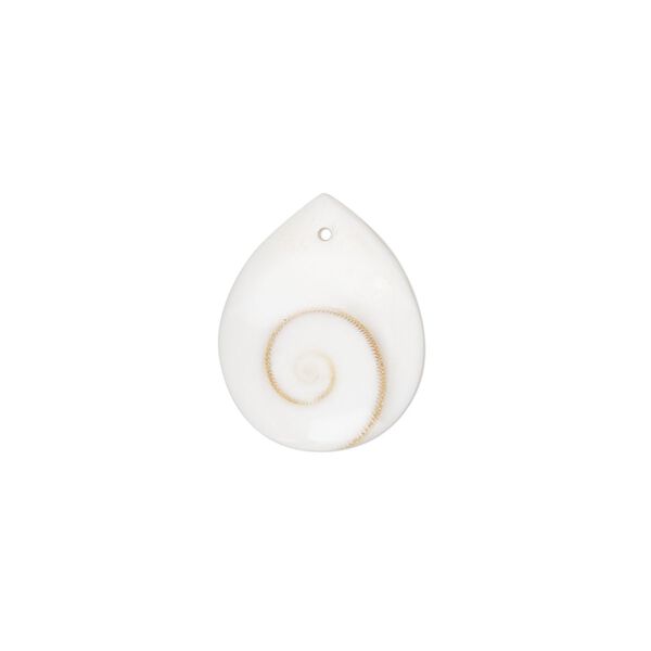 Drop, tapestry turban shell (assembled), white, 18x14mm teardrop. Sold individually. image number 0