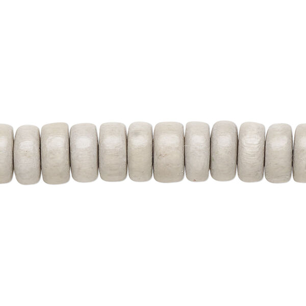 Bead, Taiwanese cheesewood (dyed / waxed), light grey, 8x4mm rondelle. Sold per pkg of (2) 15-1/2" to 16" strands. image number 0