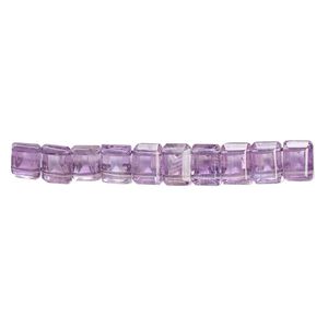 Amethyst 1pkg10, hand-cut faceted emerald-cut bead natural 7x5mm