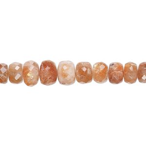 Sunstone 1pkg1, hand-cut faceted rondelle bead natural 17 inch graduated 4x2mm-8x7mm