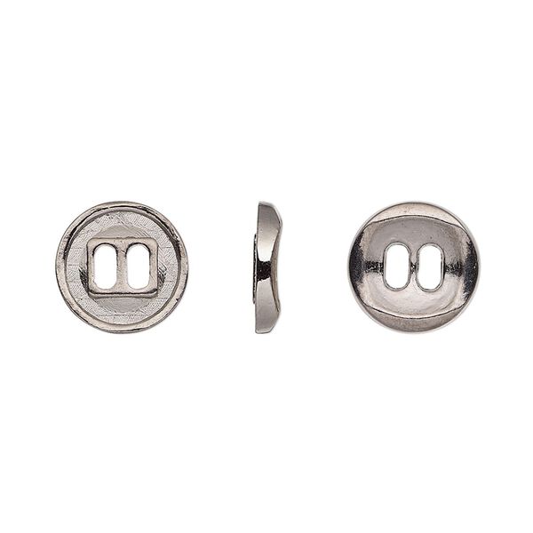 Button, gunmetal-finished "pewter" (zinc-based alloy), 11mm single-sided concave flat round. Sold per pkg of 50. image number 0