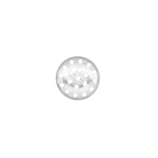 Component, silver-plated aluminum, 13mm perforated disc. Sold per pkg of 10. image number 0