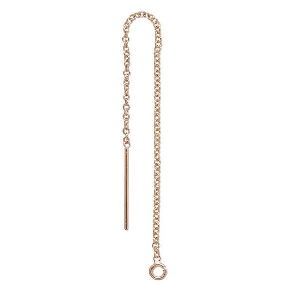 Ear thread, 14Kt rose gold-filled, 3 inches with open loop. Sold per pair. image number 0