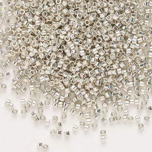 Seed bead, Delica®, glass, pkg/50g, #11 round, opaque galvanized silver (DB-0035).