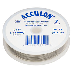 Beading wire, Acculon®, nylon-coated stainless steel, clear, 7 strand, 0.015-inch diameter. Sold per 30-foot spool.