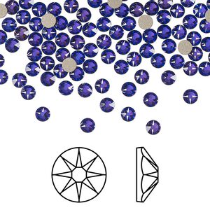 Flat back 144pk crystal heliotrope foil back, Crystal Passions® 3-3.2mm rose round SS12 2088