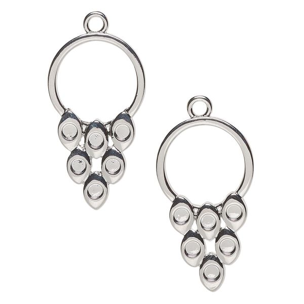 Focal, "pewter" (zinc-based alloy), pkg/2, 36x24mm, silver finish. image number 0