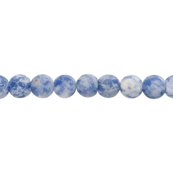 Bead, sodalite (natural), matte, 6mm round, B grade, Mohs hardness 5 to 6. Sold per 8-inch strand, approximately 35 beads. image number 0