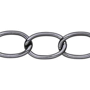 Chain 1pkg1 curb, 15mm, aluminum / anodized gunmetal 5 foot unfinished