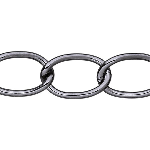 Chain 1pkg1 curb, 15mm, aluminum / anodized gunmetal 5 foot unfinished image number 0