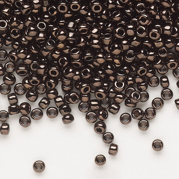 Seed bead, Dyna-Mites™, glass, opaque iris dark bronze, #8 round. Sold per 1/2 kilogram pkg. image number 0