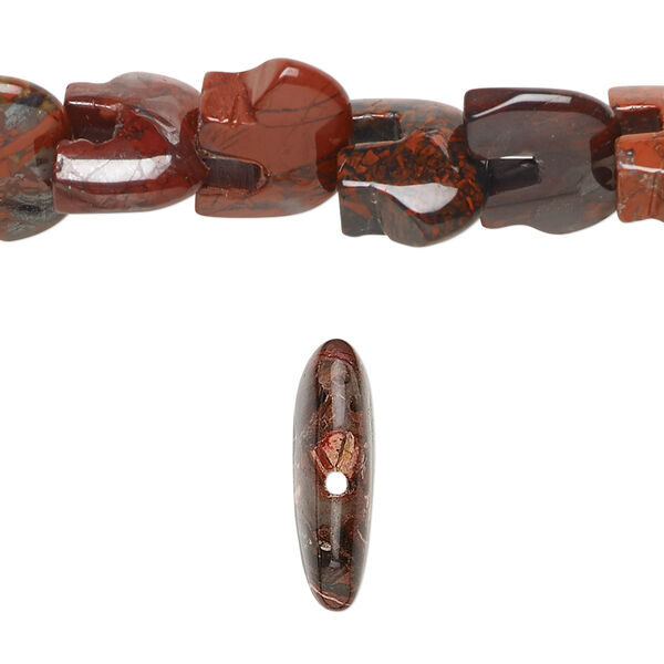 Bead, brecciated jasper (natural), 13x10mm Zuni-style bear, B grade, Mohs hardness 6-1/2 to 7. Sold per 8-inch strand. image number 0