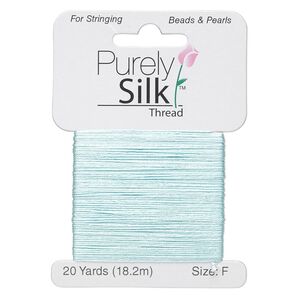 Thread, Purely Silk™, turquoise blue, size F. Sold per 20-yard card.