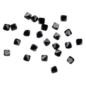 Bead 24pk jet, Preciosa Czech crystal 6mm bicone