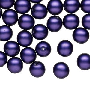 Bead druk Czech pearl-coated glass 50pk 8mm round, matte opaque purple