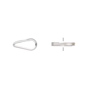 Split ring, silver-plated steel, 12x6mm teardrop with 9x3.5mm hole. Sold per pkg of 10.
