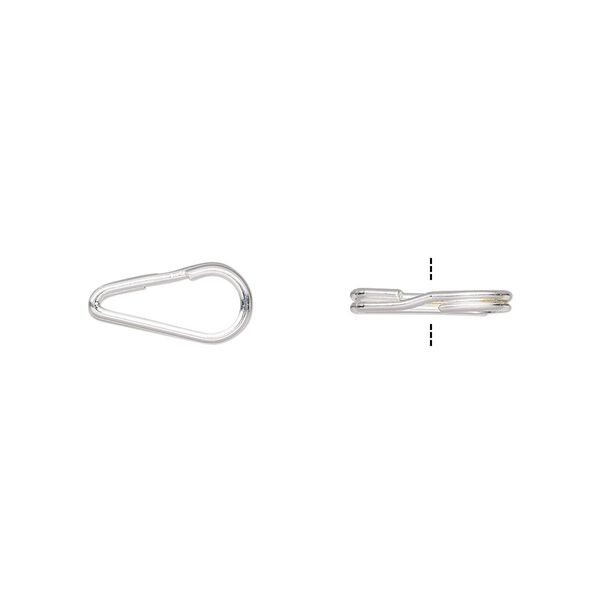 Split ring, silver-plated steel, 12x6mm teardrop with 9x3.5mm hole. Sold per pkg of 10. image number 0