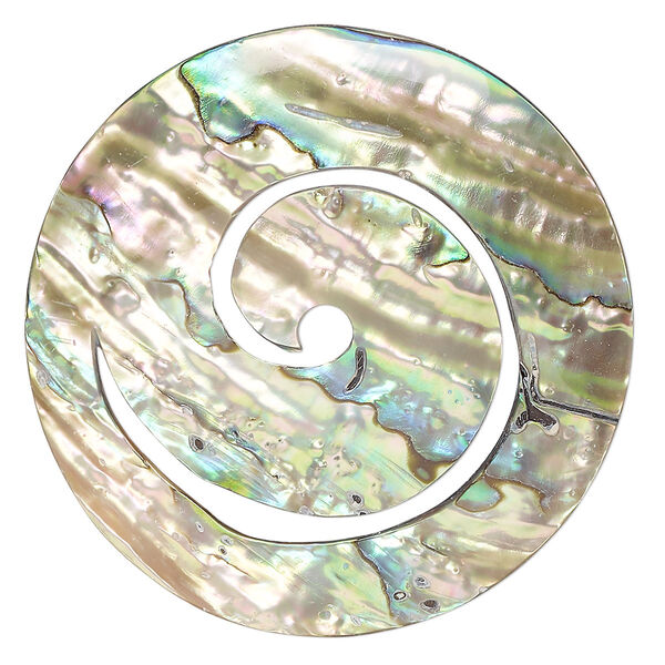 Focal, paua shell (natural), 50mm undrilled spiral, Mohs hardness 3-1/2. Sold individually. image number 0