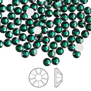 Flat back 144pk emerald foil back, Preciosa MAXIMA Czech crystal hotfix rhinestone 3.8-4mm chaton rose round SS16