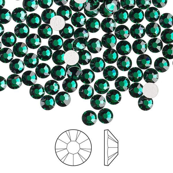Flat back 144pk emerald foil back, Preciosa MAXIMA Czech crystal hotfix rhinestone 3.8-4mm chaton rose round SS16 image number 0