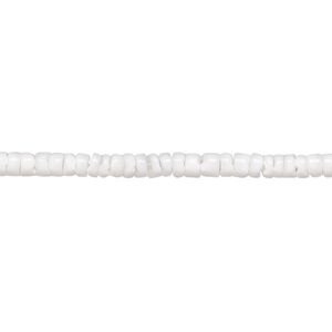 Bead, white litub shell (natural), 2-3mm hand-cut heishi, Mohs hardness 3-1/2. Sold per 24-inch strand.