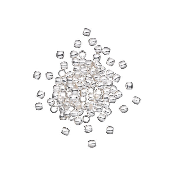 Bead, silver-plated brass, 2x1.5mm micro round. Sold per pkg of 100. image number 0