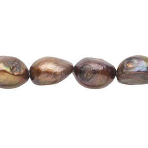 Freshwater pearl 1pkg1, rice, 15 inch purple bronze 9-12mm cultured