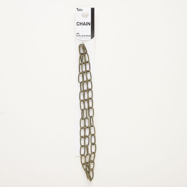 Chain, antique gold-finished steel, 8mm cable. Sold per pkg of (3) 7-inch chains. image number 0