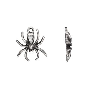 Charm, pewter (tin-based alloy), pkg/1, antiqued, 16x15mm spider.