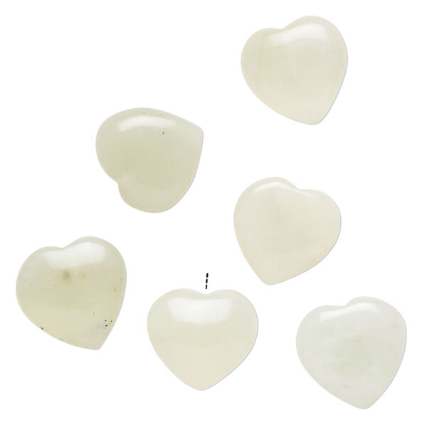 New "jade" 1pkg6, half-drilled puffed heart drop natural B grade, 12-13mm image number 0
