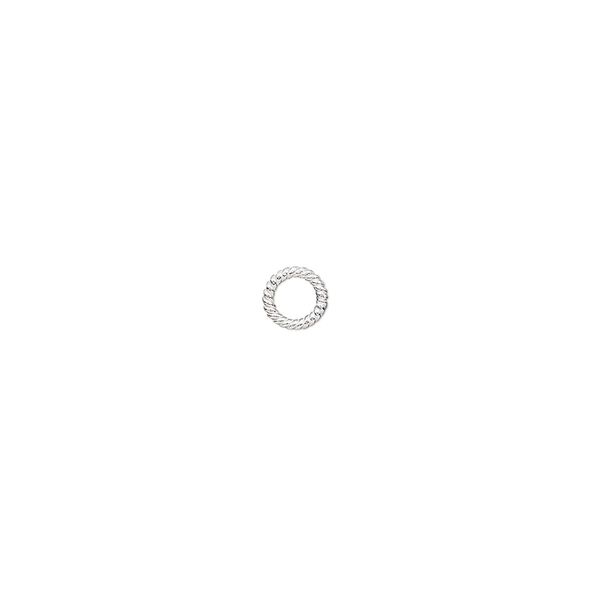Jump ring, sterling silver, 5mm soldered twisted round, 3.3mm inside diameter, 20 gauge. Sold per pkg of 4. image number 0