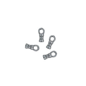 Crimp end 1pkg4 gunmetal-plated pewter, 4x2mm tube / loop / 1mm inside diameter, JBB Findings