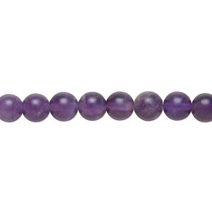 Amethyst 1pkg1, matte round bead natural 8 inch 6mm