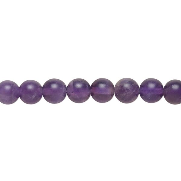 Amethyst 1pkg1, matte round bead natural 8 inch 6mm image number 0