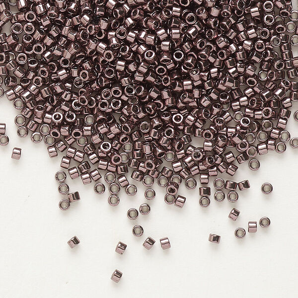 Seed bead, Delica®, glass, pkg/50g, #11 round, opaque nickel-plated dyed color smoky amethyst (DB-0454). image number 0