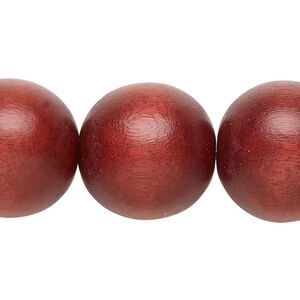 Bead, Taiwanese cheesewood (dyed / waxed), rust brown, 19-20mm round. Sold per 15-1/2" to 16" strand.