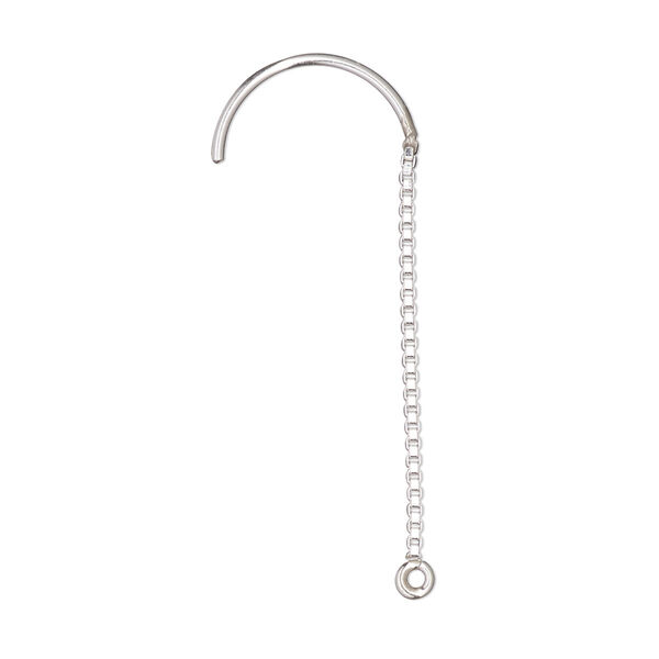 Ear wire, sterling silver, 1-inch French hook with box chain and closed loop, 20 gauge. Sold per pair. image number 0