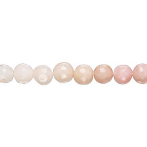 Pink opal 1pkg1, hand-cut faceted round bead natural 14 inch 5-6mm