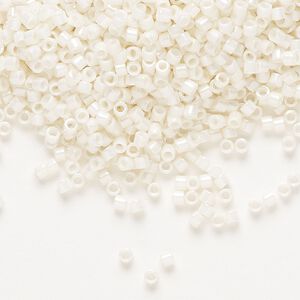 Seed bead, Delica®, glass, pkg/50g, #10 round, opaque glazed luster cream (DBM-0203).